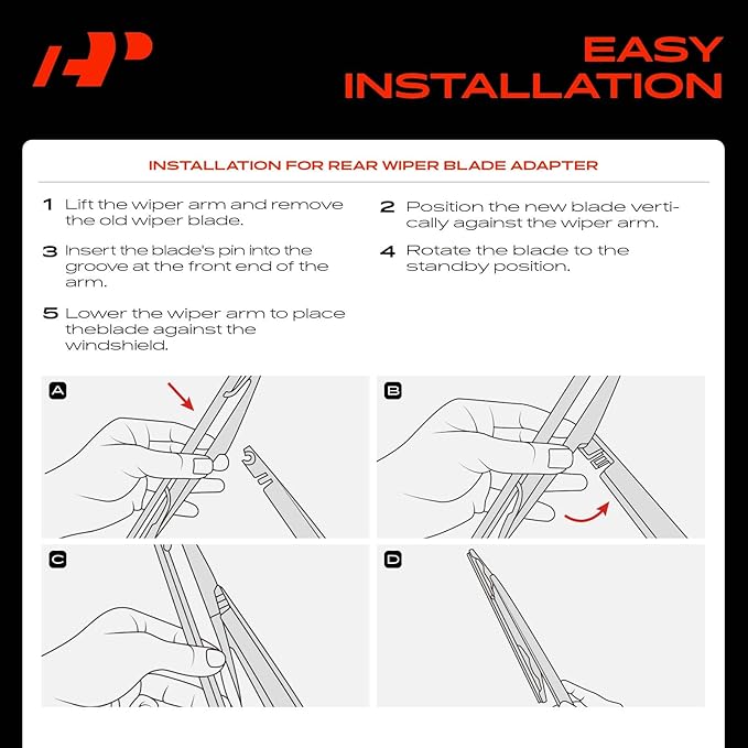 A-Premium 26"+16"+12" Windshield Wiper Blades Compatible with Hyundai Santa Fe 2019-2023, Elantra GT 2018-2020 - Front Rear Wipers Blade Set, Hook/RL4, with Wear Indicator & Towel (Pack of 3)