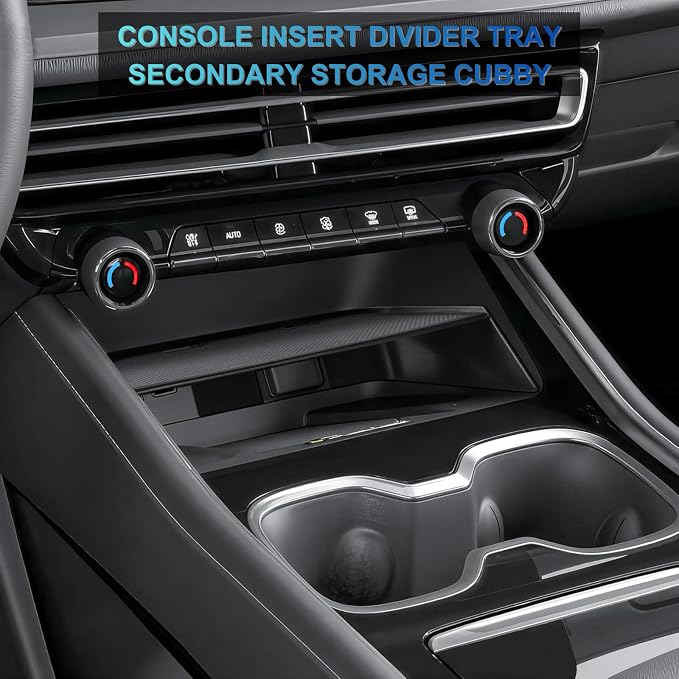 2Pcs Center Console Organizer for 2026 2025 Chevy Traverse Interior Accessories Secondary Storage Box Insert Divider Armrest Hidden Compartment - Not fit for 2024 Chevy Traverse Limited