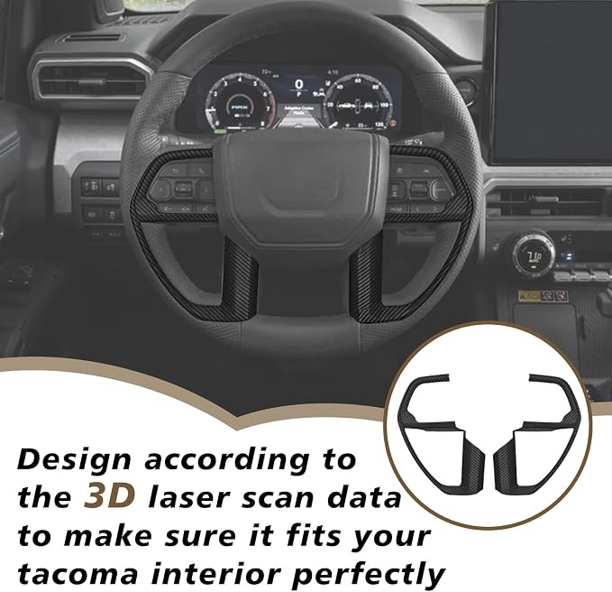 Muslogy Interior Trim Kit Cover 11PCS for 2024 2025 2026 Toyota Tacoma & 2025 2026 4Runner Steering Wheel Center Console Window Switch Inner Door Cover(Won't Fit 2Door Tacoma) (Matte Carbon Fiber)