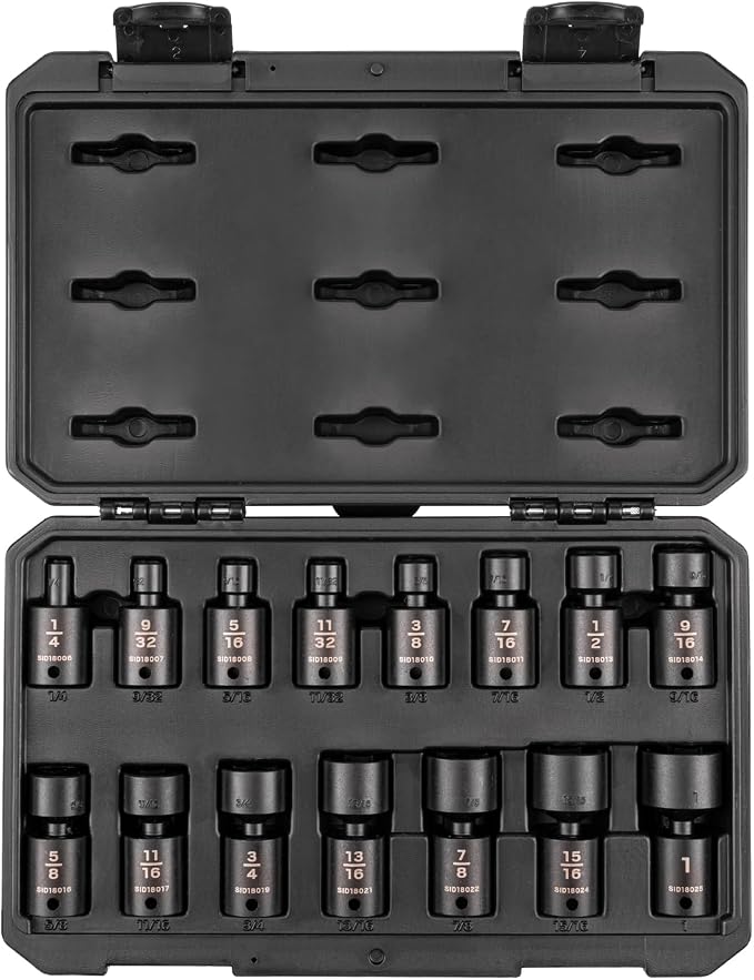 TEKTON 3/8 Inch Drive Universal Joint Impact Socket Set | SID97301
