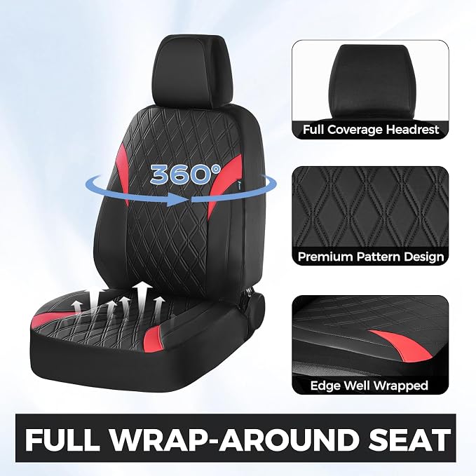 FLORICH Front Car Seat Covers, Leather Seat Covers for Cars, Waterproof Car Seat Protector Breathable, Front Seat Covers for Cars, Automotive Seat Covers Universal Fit for Most SUV Pick-up Truck