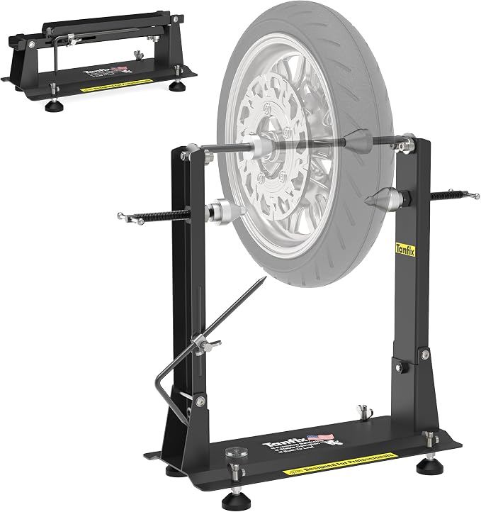 Motorcycle Wheel Balance Stand, Heavy-Duty Single-Axle Wheel Balancing Tool for Static & Dynamic Tire Alignment, Balancer for Sport and Dirt Bike Wheels (Heavy-Duty Version)