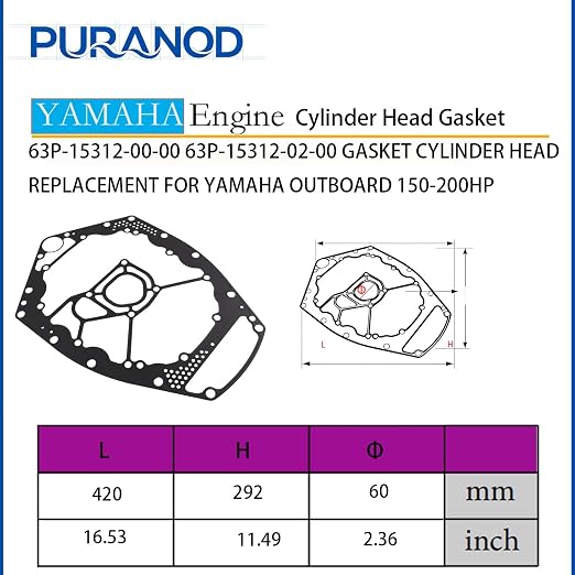 63P-15312-00-00 63P-15312-02-00 Gasket Cylinder Head Replacement for Yamaha Outboard 150-200HP