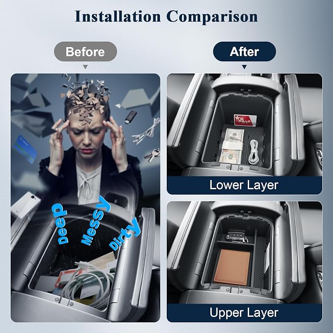 BIBIBO 2Packs for 2026 Hyundai Palisade Center Console Organizer 2026 Hyundai Palisade Calligraphy Console Tray 2026 Palisade Console Insert Tray 2026 Palisade (ONLY FIT 7-Seats Palisade Calligraphy)