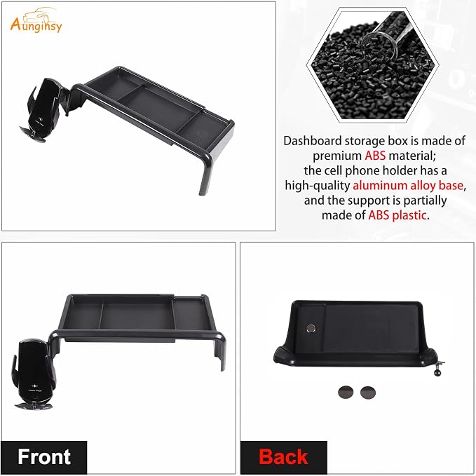 Aunginsy Center Console Dash Storage Tray with Mobile Phone Mount Compatible with Kia Telluride 2020-2022, Dashboard Multi-Functional Phone Holder Storage Box, Dash Organizer Tray Insert Accessories