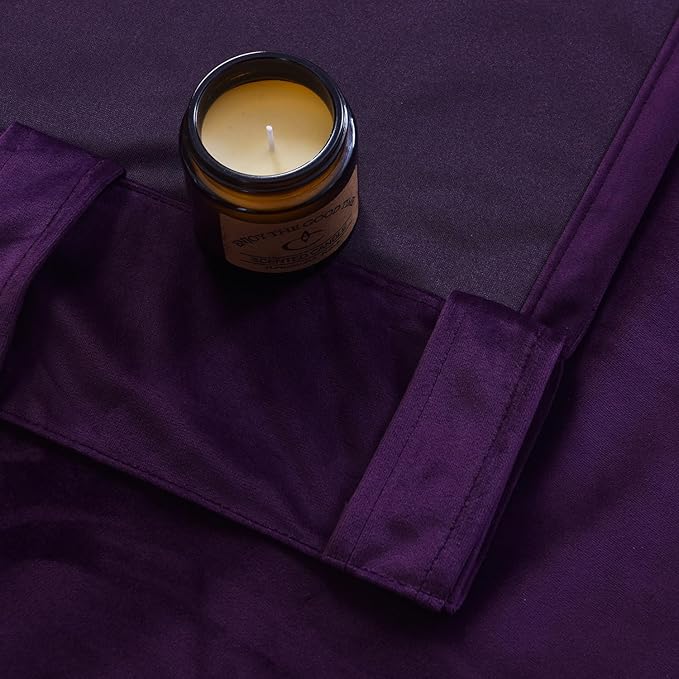 Roslynwood Luxury Soft Deep Purple Velvet Curtains 63 inches Long Back Tab Thermal Insulated Blackout Window Drapes for Living Room/Bedroom/Dining Room, W52 x L63, 2 Panels