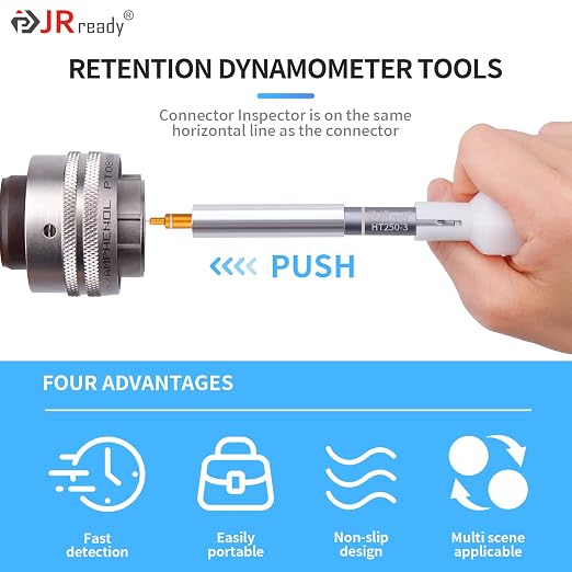 JRready ST5244-HT250 Retention Dynamometer Kit, HT250-3 Electrical Tension Tester Tool with Socket & Pin Tester Tips Provides The Correct Positioning for 20# 22# Contacts
