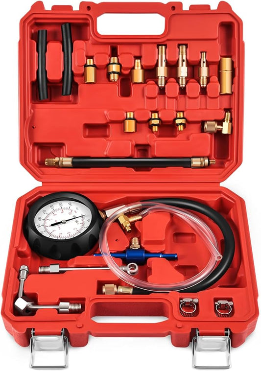 DNA Motoring Auto Fuel Pressure Gauge Tester Kit Oil Combustion Spraying Pressure Meter Tool Set for Trucks Cars Motorcycles, TOOLS-00338