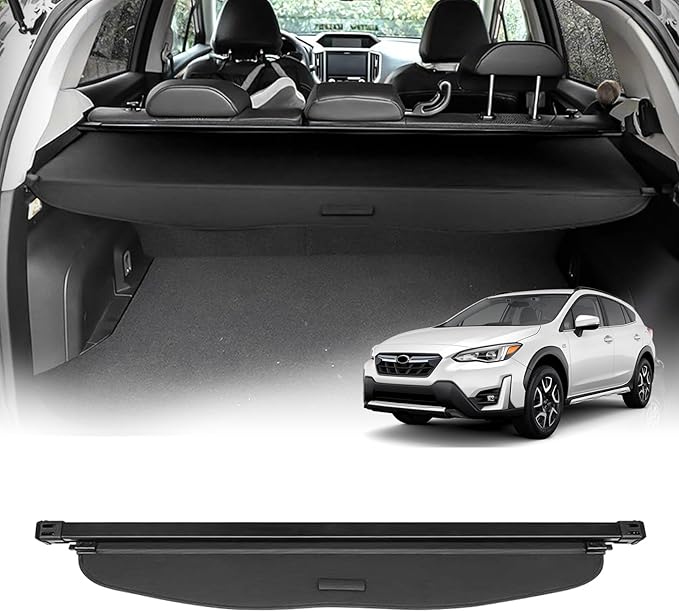 Powerty Retractable Cargo Cover for 2018-2023 Subaru Crosstrek/Impreza - Canvas Texture Trunk Cover Privacy Screen Rear Security Shade for Crosstrek Accessories (Not for Plug-in and Hybrid Models)