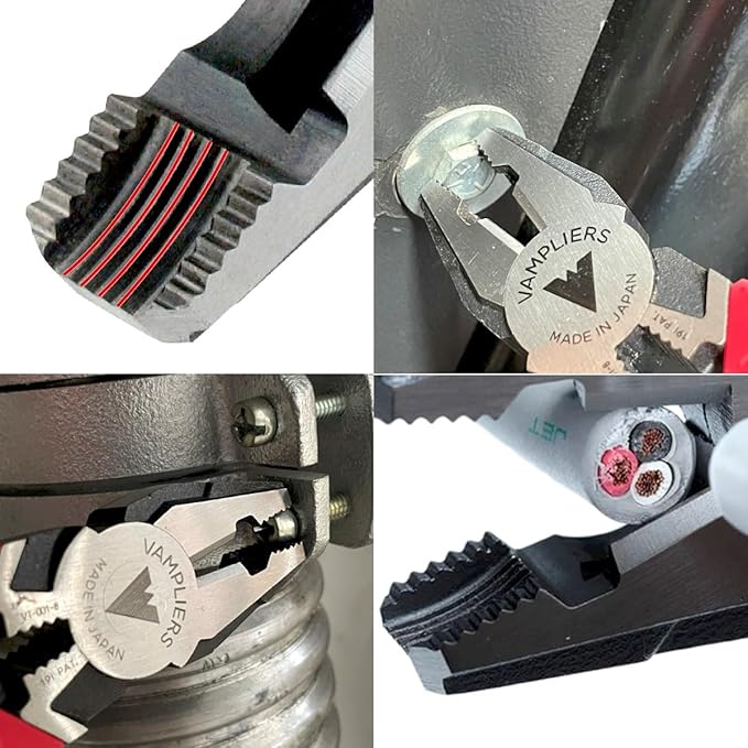 VAMPLIERS 2-PC Stripped Screw Extractor Pliers Set. Made in Japan. 8" Linesman + 6.25" Combination Pliers. High Carbon Steel.