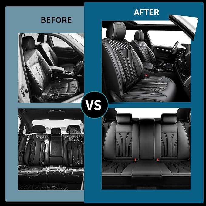 Fit Altima Car Seat Covers Premium Leather for Nissan Altima 2012-2025 2026. Waterproof，Anti-Slip, Scratch-Resistant & All-Weather Seat Cushion Protector (2 Front Seat, All Black)