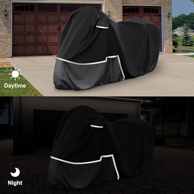 Waterproof Motorcycle Cover Replace for Honda Goldwing with Trunk Models, 420D Oxford Cloth GL1500, GL1800, Valkyrie Interstate Motorcycle Cover for Snow Rain Dust Protection