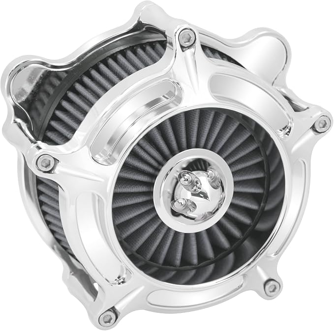 Air Cleaner Filter Aluminum Fit for Harley Touring Road King Street Glide Softail Sportster Dyna (Chrome Housing Grey Element, C For Touring 08-16,Softail 16-17,Trike 08-16)