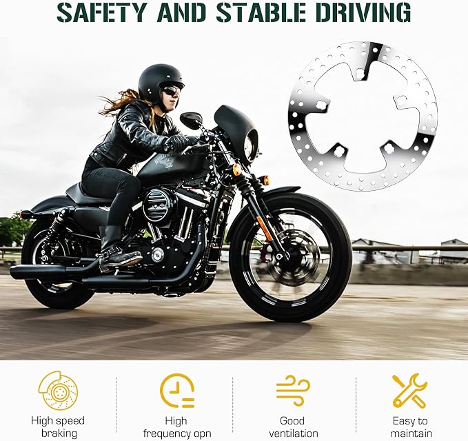 Youxmoto 11.8" Front Brake Rotor for Harley Davidson Touring, for Road King Electra Glide Standard/Classic Tri Glide Ultra Classic Street Glide Road Glide with Bolts Pads Brake 14-22, Polished