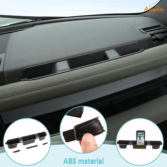 Aunginsy Co-Pilot Dashboard Organizer Tray Compatible with Land Rover Defender 90/110/130 2020-2026, Car Center Console Passenger Side Storage Box Container Insert Groove ABS Accessories(with Mat)