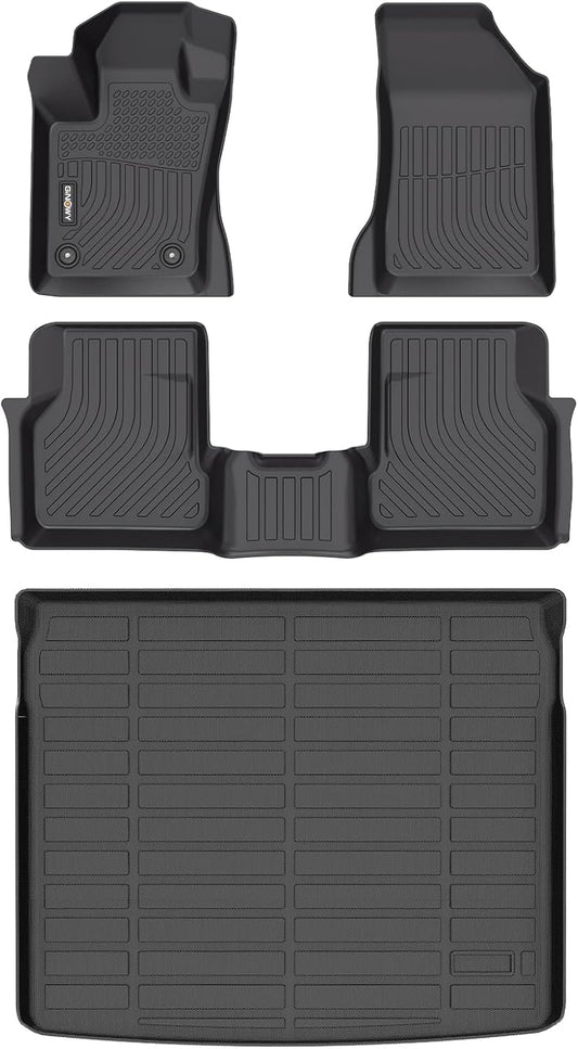 GINOWY- Floor Mats & Cargo Liner for Dodge Hornet 2023 2024 2025 GT/GT Plus & R/T Plug-in Hybrid, TPE All Weather Protection 2024 Hornet Car Mats, Non-Slip Trunk Mat Waterproof Floor Liners Black