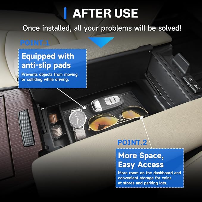 SXCY 2PCS for 2025 2026 Toyota Sienna Center Console Organizer+Console Storage Mat [Not for Console w/Cool Box] for 2021-2026 Toyota Sienna Accessories 2021-2025 2026 Sienna Armrest Console Organizer