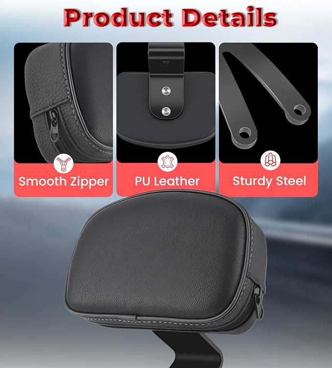 Driver Backrest Rider Back Rest Backpad Compatible with Indian Scout Sixty/Bobber/Classic Solo Seat 2025-up