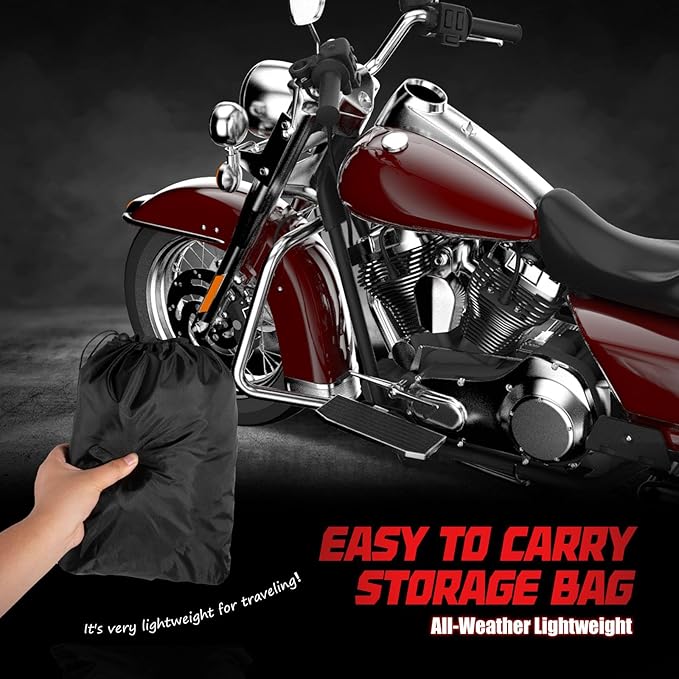 Rosefray 420D Motorcycle Half Cover-Outdoor Waterproof All Weather Protection Lightweight Half Cover,Black M Size for Most Touring Models Harley Davidson,Honda Goldwing,Road King Street Glide