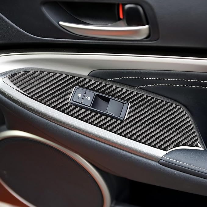 Soft Carbon Fiber Car Interior Window Lift 2/Piece Decorative Sticker for Lexus RC300 350 200T 15-24 Carbon Fiber Interior Accessories