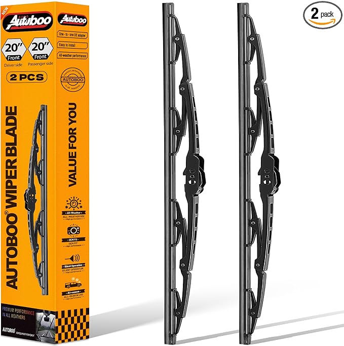 AUTOBOO 20"+20" Windshield Wiper Blade Replacement For Ford F150 F250 F350 F450 F550 2008-1999 Expedition 2006-1999 Explorer 2010-2005 Mustang 2004-1999 -Original Factory Quality (Pack of 2)