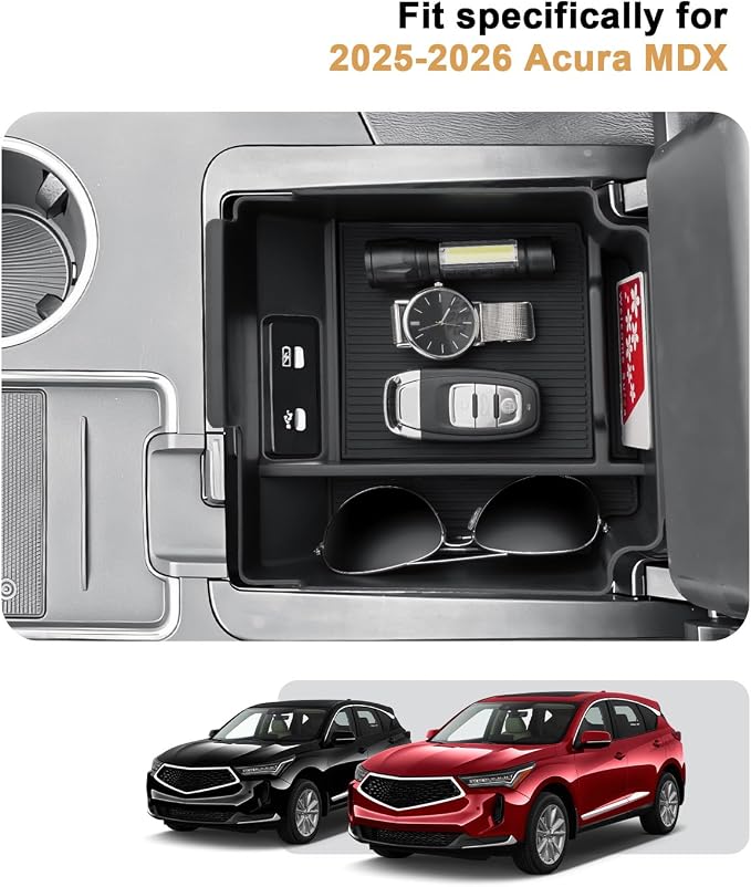 2026 Acura MDX Center Console Organizer - For 2025-2026 MDX Console Organizer Armrest Box Storage Tray - Compatible with 2025-2026 Acura MDX(Base/Technology/A-Spec/Advance/A-Spec Advance) Accessories