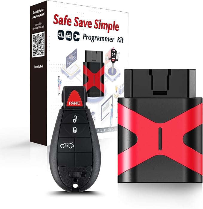 Programmable Keyfob, Replacement Car Keys Fob and DIY Programmer Kit for 2008-2012 Dodge RAM/Durango//Charger/Challenger/Town and Country Remote IYZ-C01C
