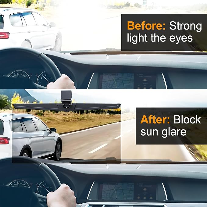 Veharvim Sun Visor Extender for Car 2 Pack, Polarized Car Visor Extender Sun Blocker UV400, Adjustable Visor Extension, Clip on, Large(2 Pack)