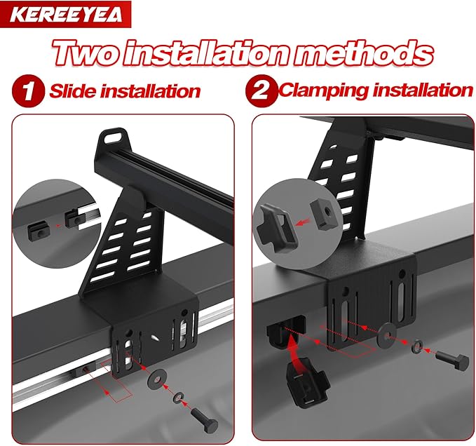 Adjustable 65.4”Heavy Duty Truck Bed Rack Cross Bars（2PCS） for Mid-Size Trucks with Soft Roll-Up, Hard Rolling,Tri-Fold, Retract Hard Tonneau Covers|Aluminum Cross Bars|Fits Kayak Racks, Bike Racks
