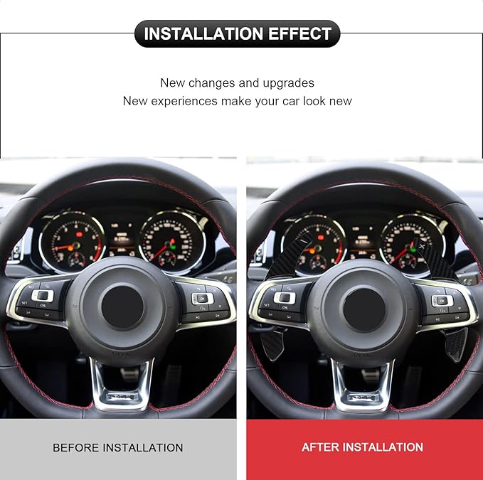 Steering Wheel Shift Paddle Extended Shifter Trim Cover Compatible with Volkswagen Golf 7 Scirocco SAGITAR GLI LAMANDO GTS Polo GTI Carbon Fiber Car Accessories Gloss Black
