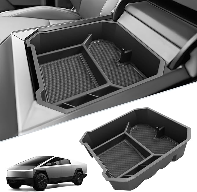 SKTU 2024 2025 2026 Tesla Cybertruck Center Console Organizer 2024 2025 2026 Cybertruck Console Tray 2025 Cybertruck Cyberbeast/AWD Armrest Organizer Cybertruck Accessories with Coin Holder