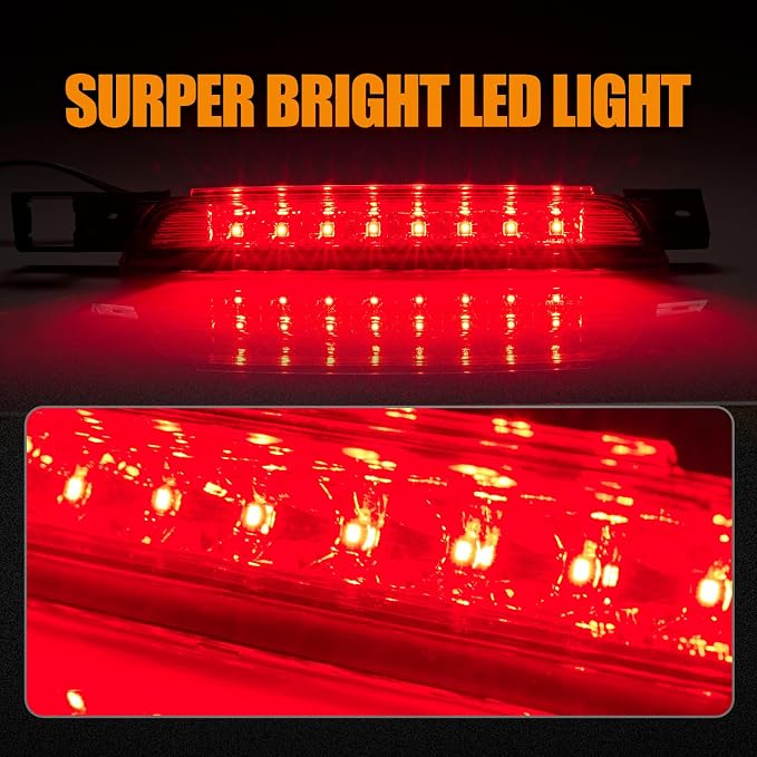 Third 3rd Brake Light LED for 2010-2017 Chevy Equinox, High Mount Rear Brake Lights Assembly for 10-17 GMC Terrain, Waterproof Center Cab Lamp Stop Light (Red)