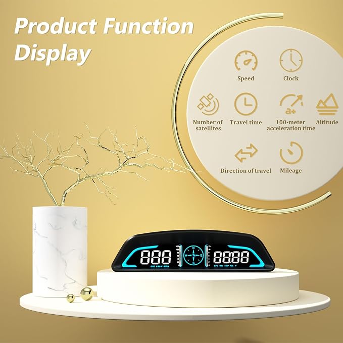 AZIJYV GPS Speedometer,Heads Up Display for Cars G3,Digital Speedometer for Car with Speed, Fatigue Driving Alarm,Overspeed Alarm,Speedometer for Car for All Vehicles