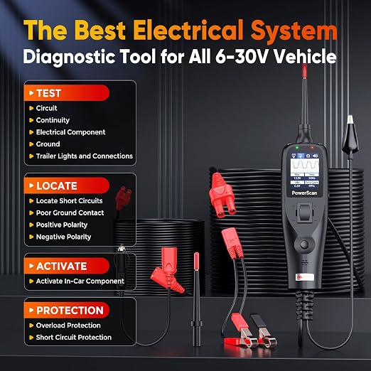 Autel PowerScan PS100 Power Circuit Probe Kit, 2026 Advanced Electrical Wire Tracer Circuit Relay Tester, Breaker Short Finder Tool, Activate Component Check Ground, Read AC DC Resistance, 40ft Cable