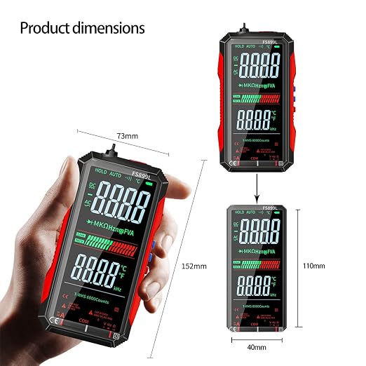 6000 Counts True RMS AC/DC Voltage Tester,FS899L Digital Multimeter with Color Screen, USB C Rechargeable Electrical Testing, NCV, Capacitance, Non Contact Voltage Detector for Car, Home(FS899L)