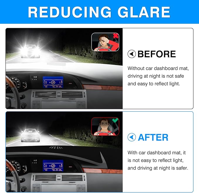 Autorder Dashboard Cover Mat for Toyota Avalon 2005-2010 Accessories Dash Cover Upgrade Flannel Dash Mat Sunshade Glare UV Rays Protector