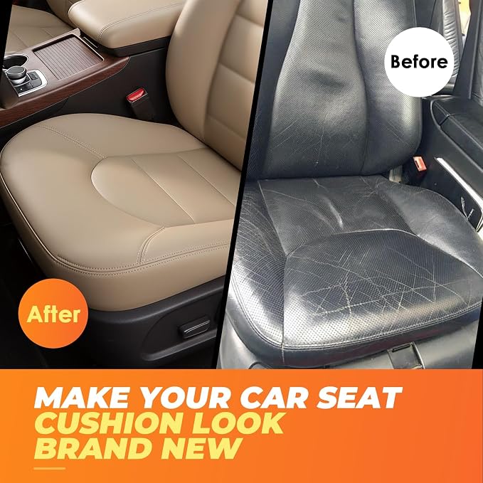 4 PCS Tan Leather Passenger Driver Side Bottom and Top Lean Back Seat Covers Compatible with (Fit F Series) 250 350 450 550 1999 2000
