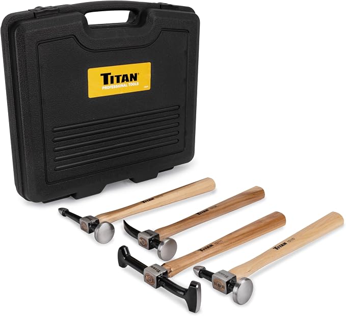 Titan 15104 4-Piece Professional Auto Body Hammer Set, High-Density Hickory Wood Handles