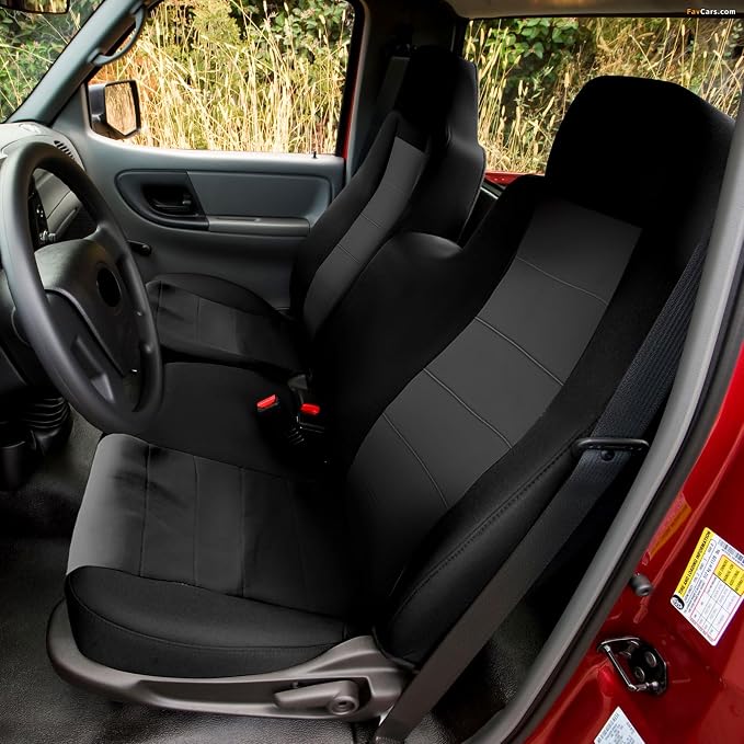 SAPUBK Custom-Fit Front Split Bench Seat Cover Without Armrest Replace for 2004-2012 Chevy Colorado/GMC Canyon Pickup, Knitted Fabric Composite Soft Foam Lining Airmesh Breathable Seat Cover
