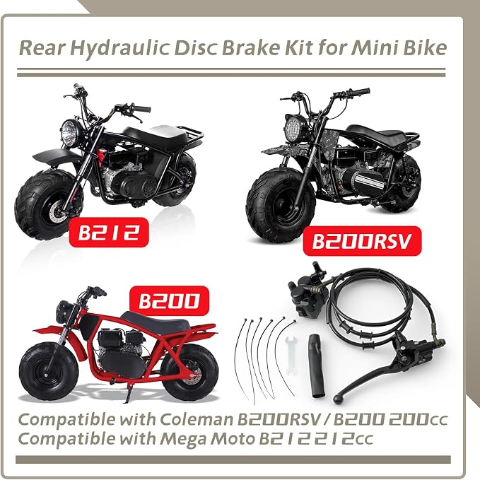 Mini Bike Rear Hydraulic Disc Brake Kit 7/8 Left Brake Master Cylinder Replacement for Coleman B200RSV B200 200cc for Mega Moto B212 Minibike, 67" Hose 7/8" 22 mm Left Brake Lever Parts