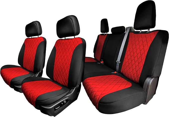 FH Group Custom Fit Car Seat Covers Specifically Made for 2019-2023 GMC Sierra 1500 2500HD 3500HD SLT AT4 Denali - Ultraflex Neoprene Water Resistant Automotive Seat Covers - Full Set Red