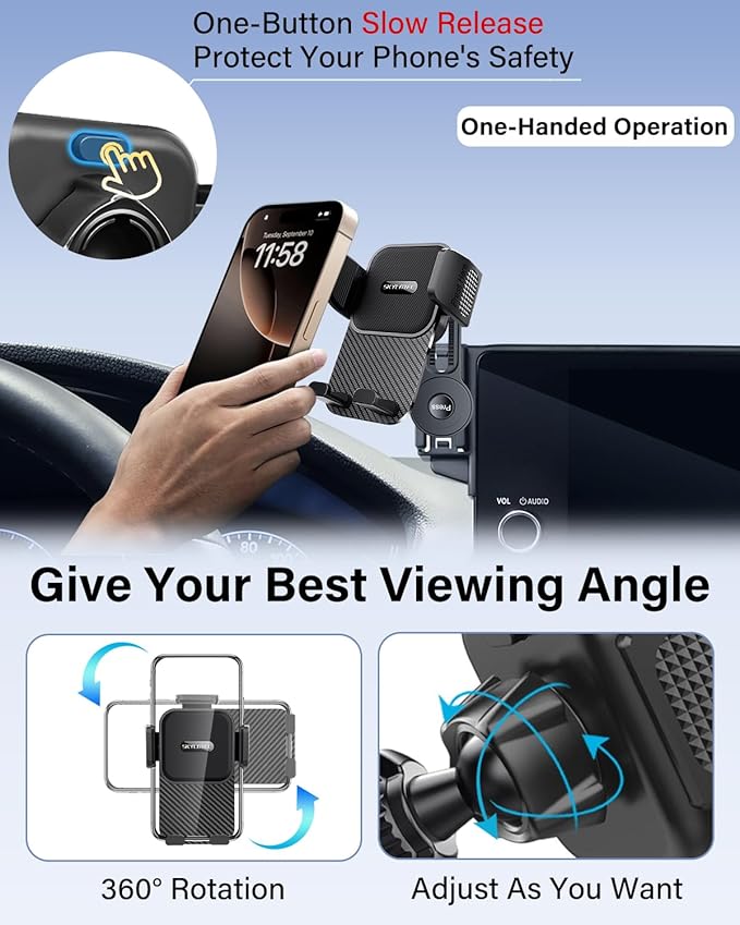 Phone Mount for 2022-2025 Chevrolet Chevy Silverado1500/GMC Sierra 1500 2500HD 3500HD Accessories 13.4-Inch Screen Fixed Clip, Automobile Cradles Car Phone Holder, Cell Phone Base Not Block Air Vent