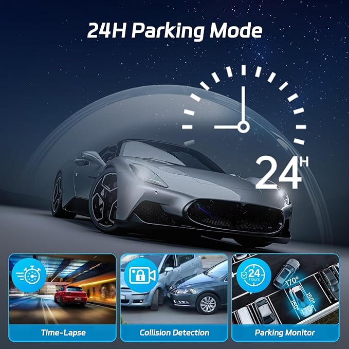 360°View 4 Channel Dash Cam, 2K+1080P Front and Rear Inside Left Right, NHOPEEW 3 inch IPS Screen Dash Camera for Cars, WiFi/APP Control, Night Vision, 24H Parking Mode, 64GB TF Card, Loop Recordin