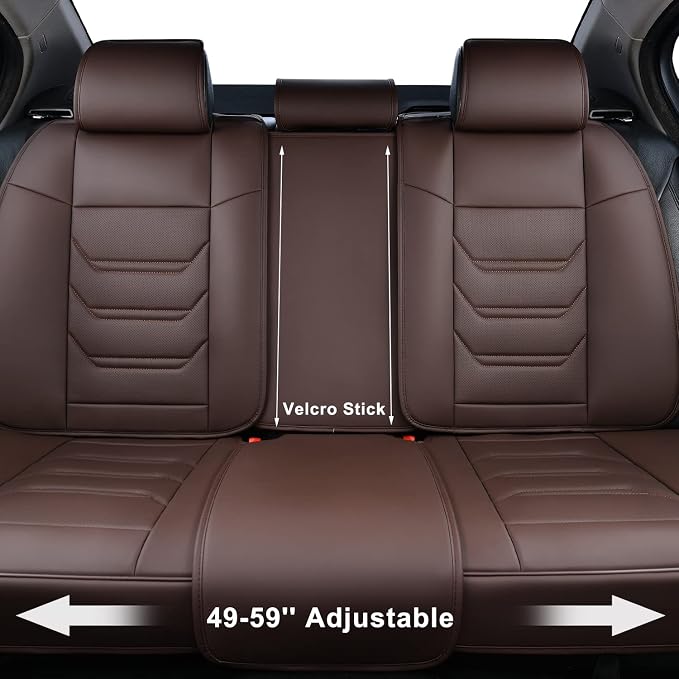 TIEHESYT Brown Car Seat Covers Front Pair, Breathable Leather Automotive Front Seat Covers & Headrest for Reduce The Driving Fatigue, Compatible with Most Vehicles, Cars