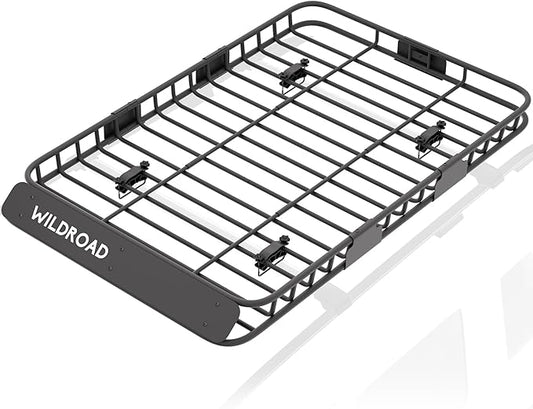 Wildroad Roof Rack Cargo Basket, Upgraded 4” Fence Car Roof Basket with Extension, 64"x 39"x 4" Universal Car Top Luggage Holder Carrier Basket Fits for SUV Truck Cars