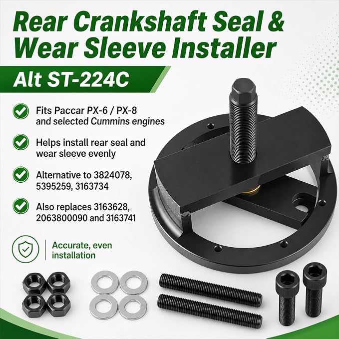 Front+Rear Crankshaft Seal Main Crankshaft Seal & Wear Sleeve Installer Tool Kit,Compatible with Cummins 3.9L 5.9L 6.7L 1989-2016 Replace 1338 3824498 5046 3824500 3164660 ST-224C 3824078 5395259