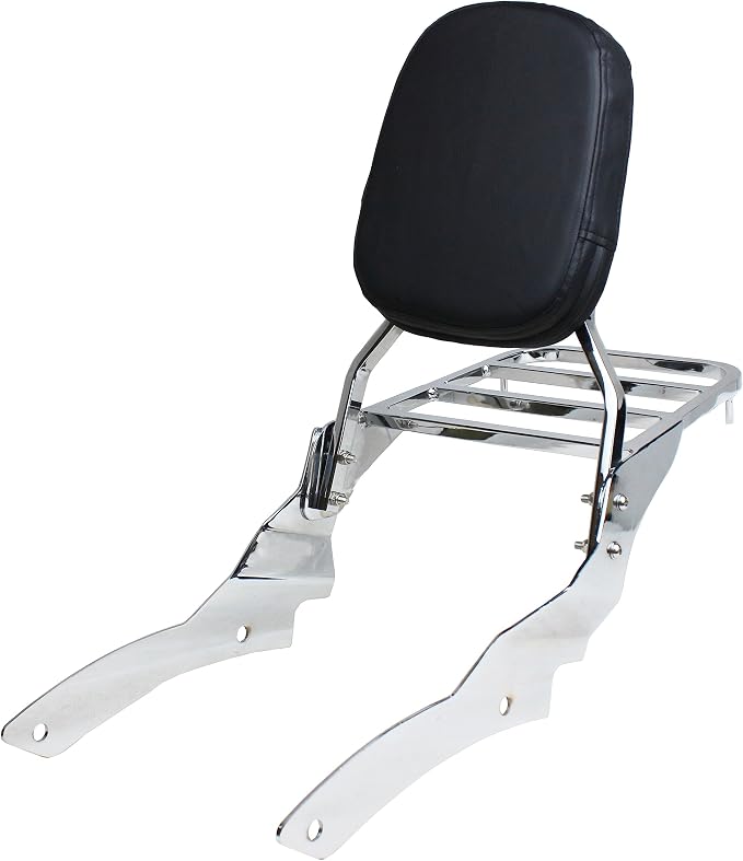 YHMOTO Motorcycle Sissy Bar Backrest with Luggage Rack For Yamaha VStar 650 400 DS650 Custom DS400 V star 1996-2017 (Chrome)