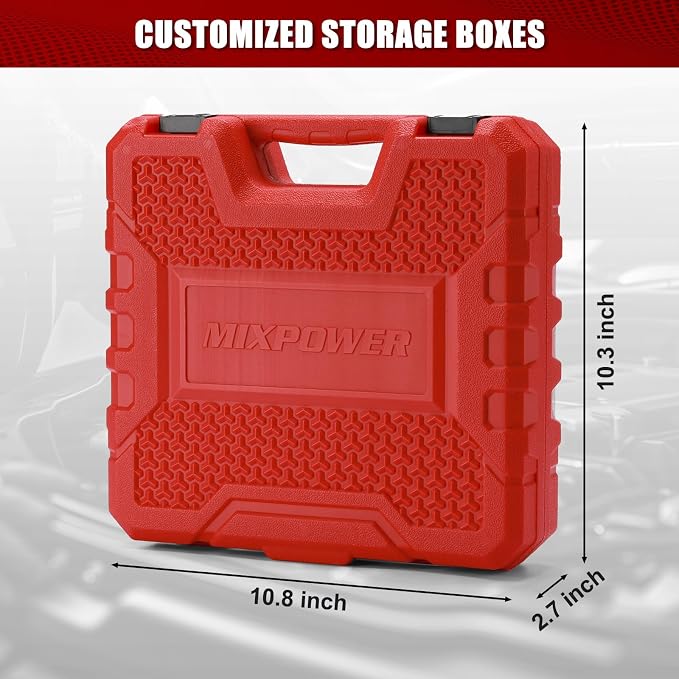 MIXPOWER 19 Piece 1/2-Inch Drive Standard Impact Socket Set, SAE, Shallow, 3/8" to 1-1/2", Cr-Mo Alloy Steel, Radius Corner Design, Impact Grade