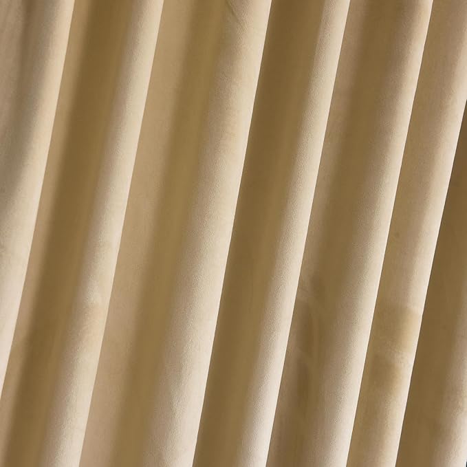 Roslynwood Luxury Soft Sand Velvet Curtains 63 inches Long Back Tab Thermal Insulated Blackout Window Drapes for Living Room/Bedroom/Dining Room, W52 x L63, 2 Panels