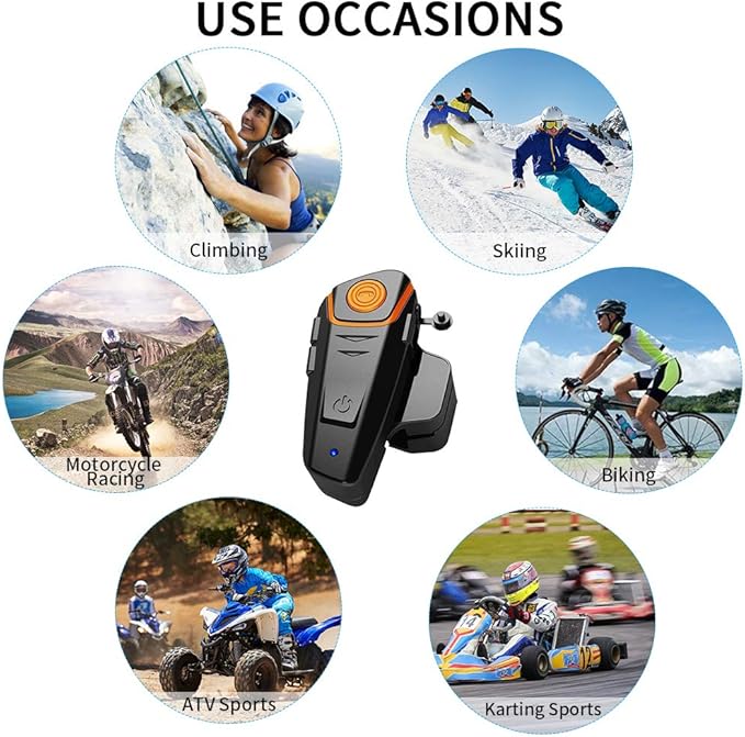 Motorcycle Helmet Bluetooth Headset, BT-S2 1000m Helmet Bluetooth Intercom Up to 2-3 Riders Universal Communication System Headphones for Ski/ATV/Dirt Bike/Racing/Climbing(Dual)